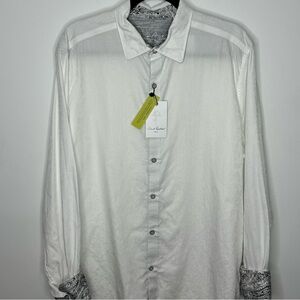 Robert Graham Bayview Paisley Jacquard Shirt White Men’s Size XL